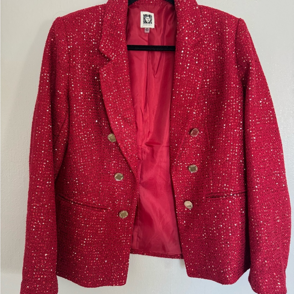 Anne Klein Red Sequin Blazer